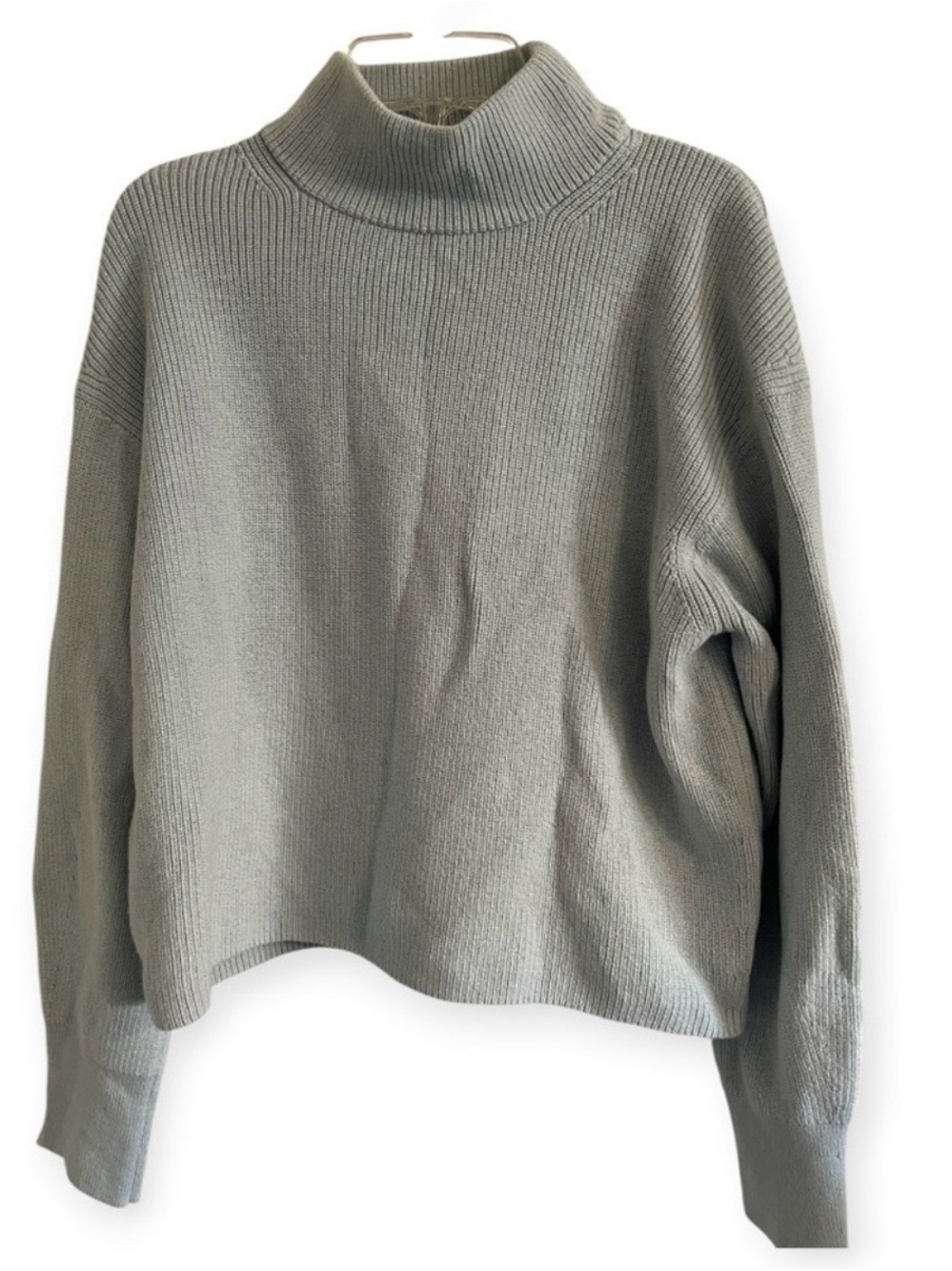 Lululemon Cotton/Wool Blend Mock Neck Cropped Ribbed Sweater Baby Blue Size 4